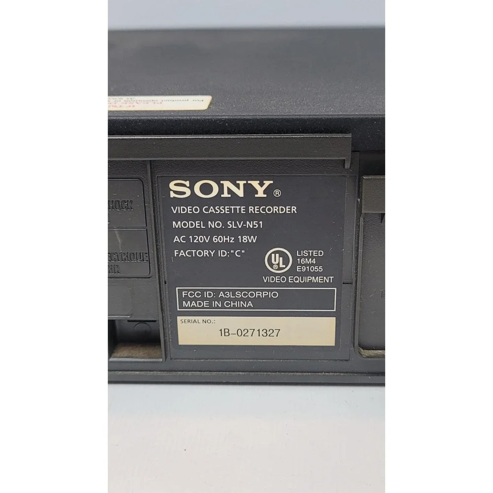 Sony SLV-N51 4-Head Hi-Fi Stereo VCR w/ Remote Video Cassette Recorder Player